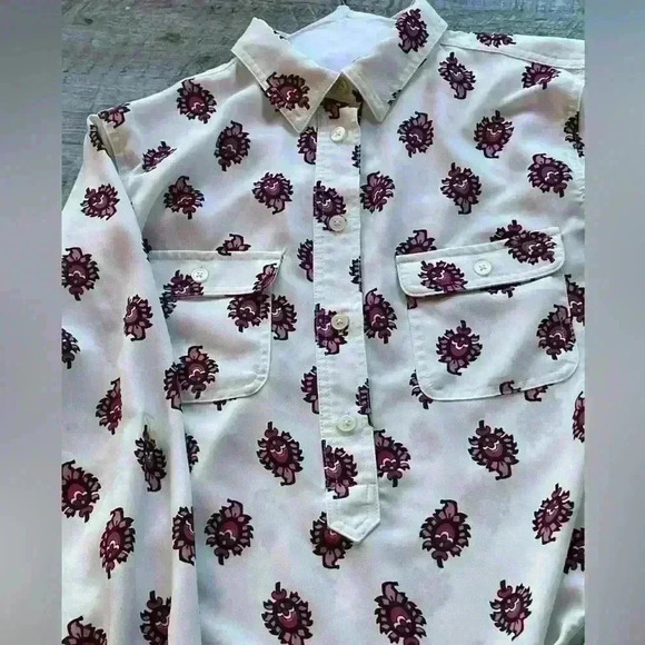 Loft Small half Way Button Down 2 Front Pockets Button at Sleeve - Picture 7 of 7